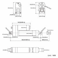 12"300MM Waterproof Linear Actuator IP67 / Low Noise Linear Actuator