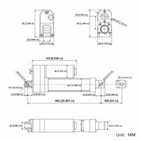 32 Inch 800MM IP67 Waterproof & Quiet Linear Actuator Built-in Hall Effect Sensor (Model 0041945-1)