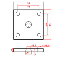 Electric Linear Actuator A Head Fixed Mounting Flat Plate Bracket (Model 0043071)